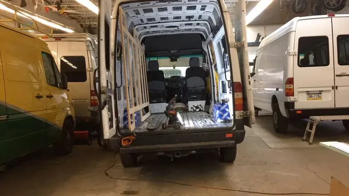 Laying the floor in a Sprinter 140" SHC camper build. Stay tuned to see how it all turns out.
